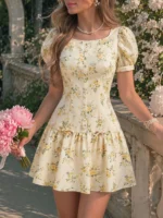 Women's Summer Elegant Floral Print Backless Halter Neck Dress Vacation Pink Floral Tea Party For Everyday Wear