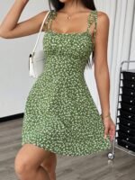 Womens Boho Floral Mini Dress Sleeveless Casual Milkmaid Dress - Image 4