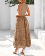 Women Sleeveless Lace Eyelet Cotton Tank Maxi Dress Birthday, Easter, Prom Homecoming, Valentine's Day, Wedding - Image 4
