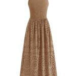 Women Sleeveless Lace Eyelet Cotton Tank Maxi Dress Birthday, Easter, Prom Homecoming, Valentine's Day, Wedding