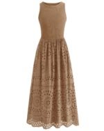 Women Sleeveless Lace Eyelet Cotton Tank Maxi Dress Birthday, Easter, Prom Homecoming, Valentine's Day, Wedding