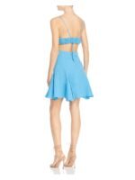 Womens Light Blue Spaghetti Strap Short Fit + Flare Evening Dress 100% Cotton Blend Hand Wash Only - Image 2